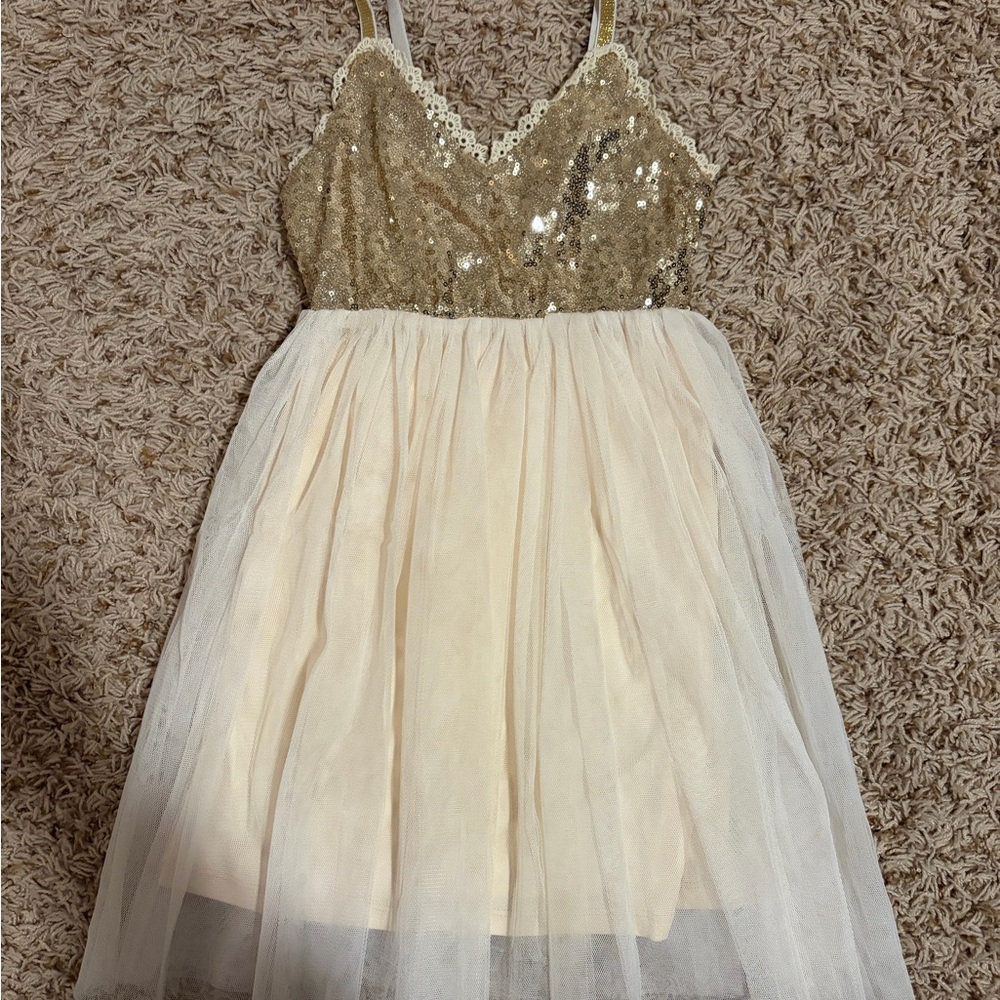 Sparkling Gold and Cream Kids Formal Dress